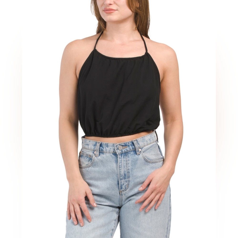 ZARA | Black Crop Halter Top